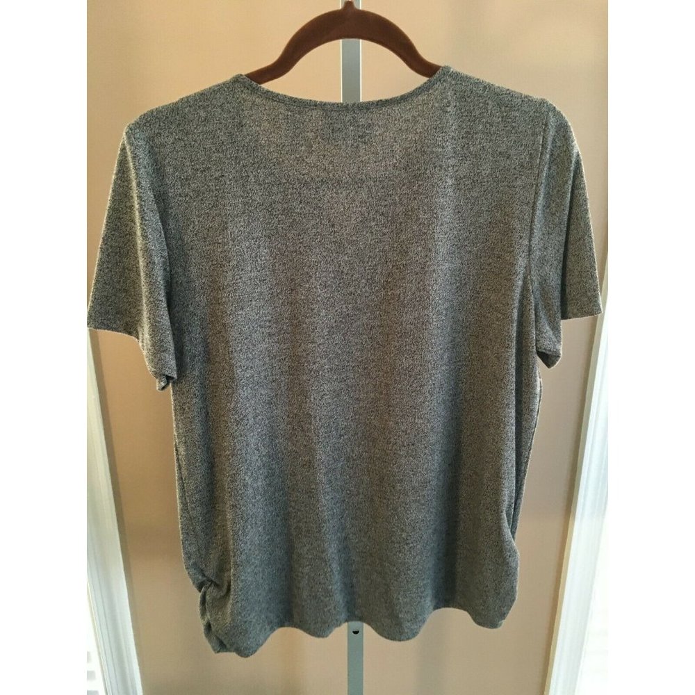 Alfred Dunner Blouse Gray Size Small Beaded Neckline V-Neck Short Sleeves Casual - Picture 7 of 8